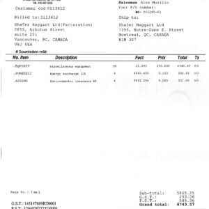 defective product destruction invoice, Wade El Nile olives